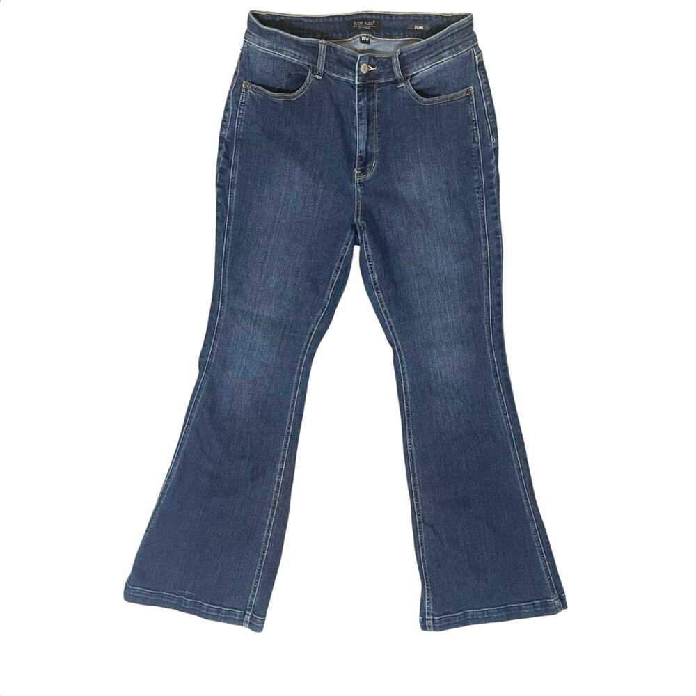 Judy Blue Women’s Flare Jeans Size 14W High Rise Dark Wash Comfort Denim
